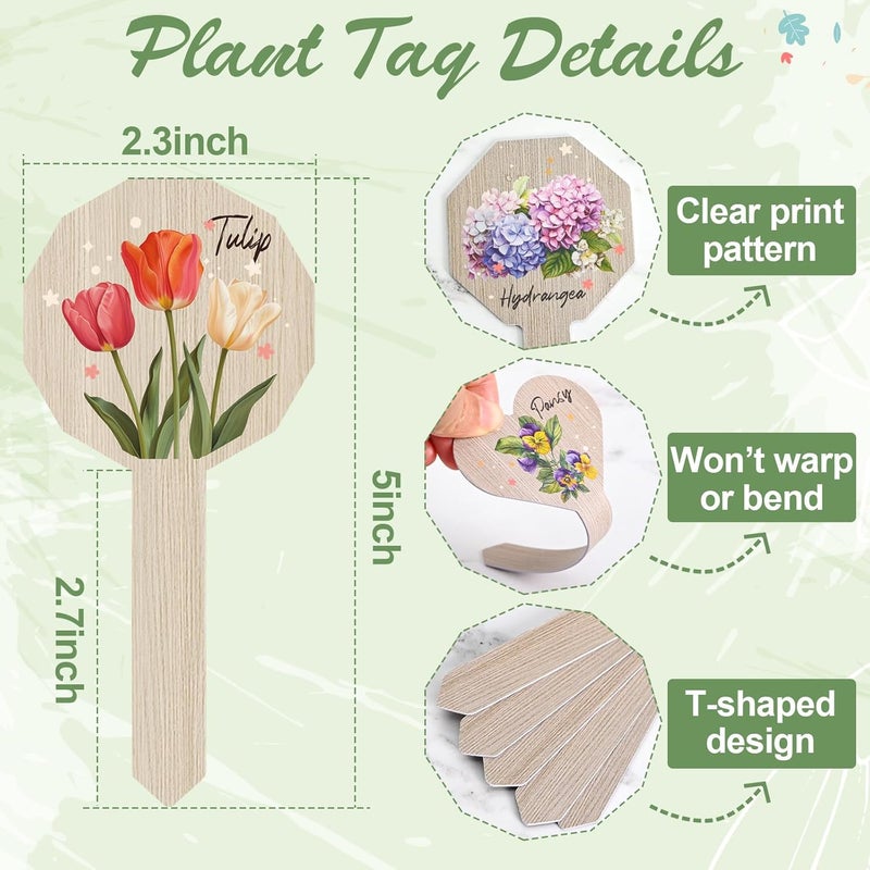 JUYRLE Plant Label Signs- 15PACK Flower Plant Markers, Herb Plant Tags for Outdoor Garden Waterproof, Gardening Supplies with Names, Indoor Patio Tags for Greenhouse Flowers Greenery Seedling - Image 2